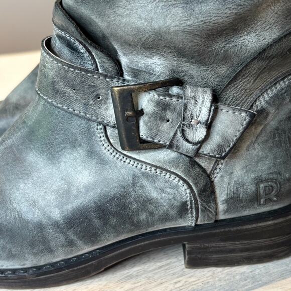 Roan by Bed | Stu Women's Distressed Gray Leather Moto Riding Boots US Size 7 - Picture 5 of 15